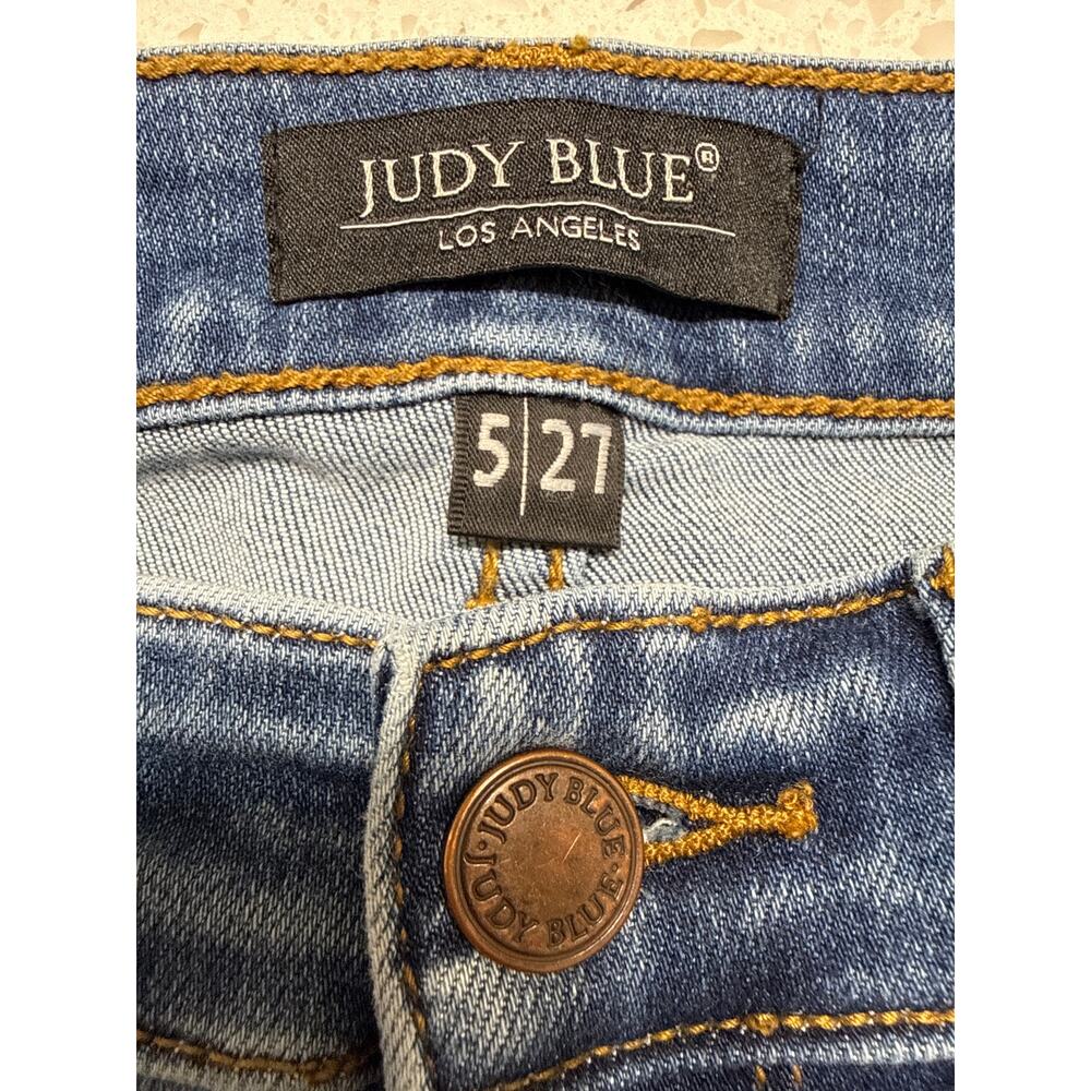 Judy Blue Mid-Rise Trouser Flare Blue Jeans Size 5/27 *82163 EUC - Picture 7 of 14